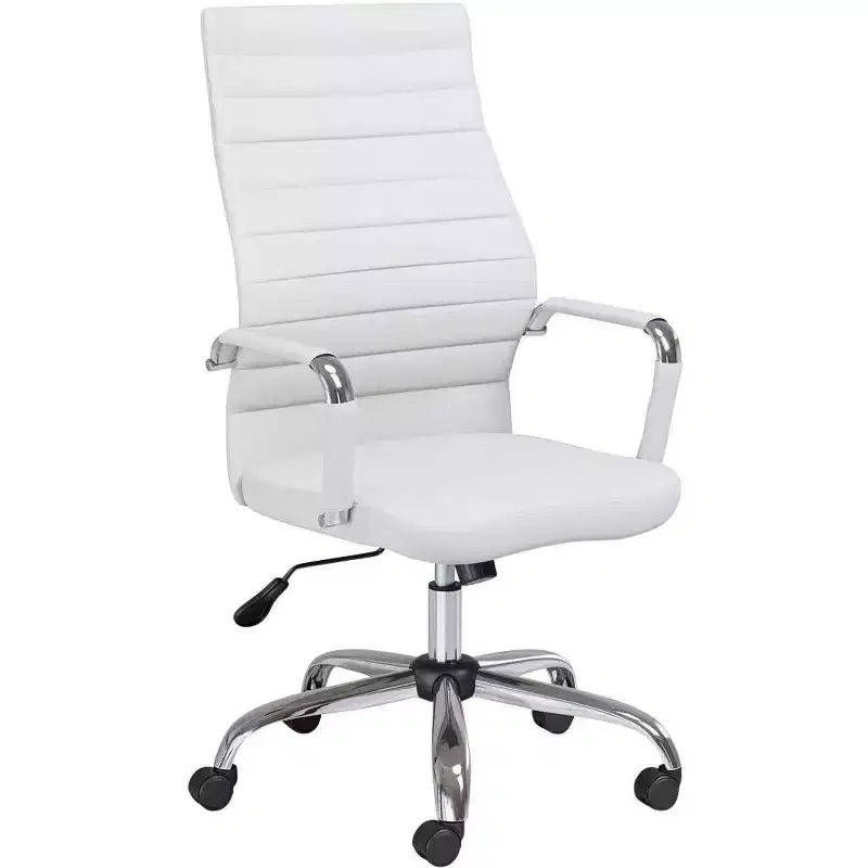 White Faux Leather Adjustable Office Chair