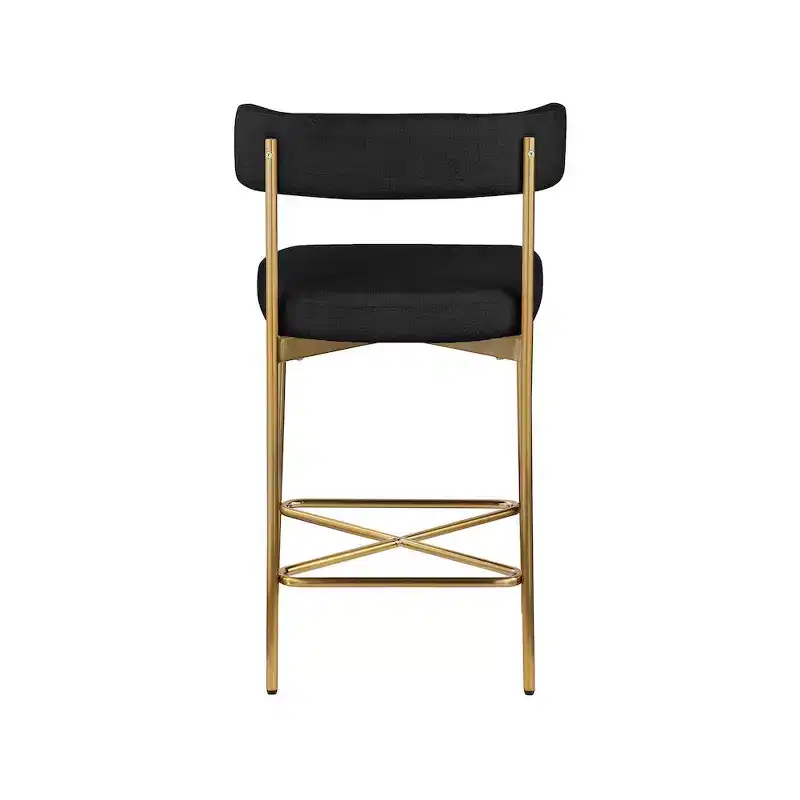Meridian Furniture,Rivage Black Durable Linen Textured Fabric Stool, Set of 2