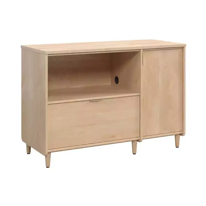 Office Credenza Natural Maple - : Media Stand with Adjustable Shelf & File Storage