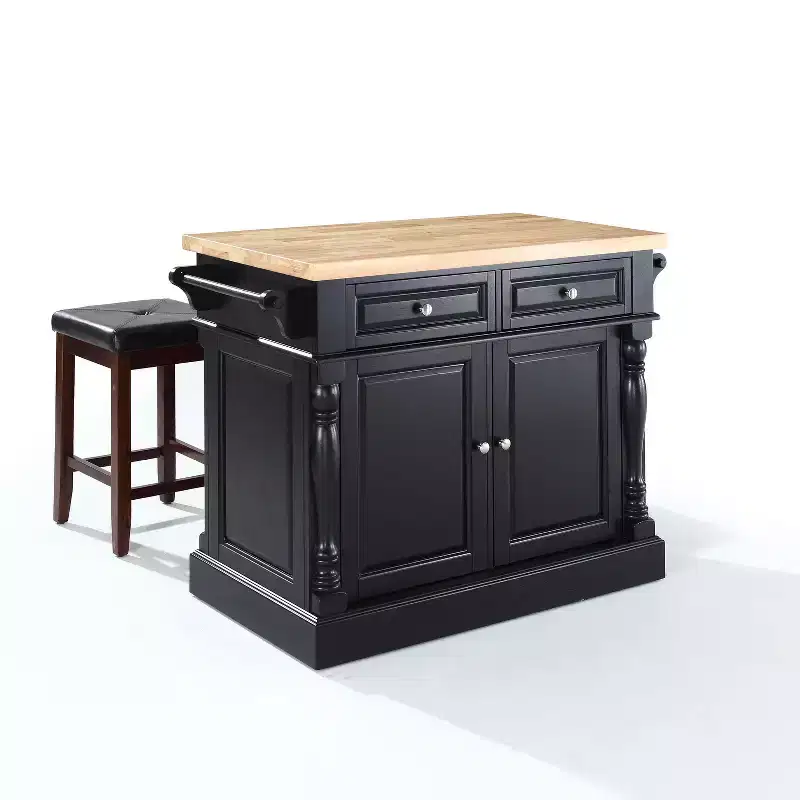 HomeStock 35.75 in.H Wood Kitchen Islands with 2 Doors and 2 Shelves