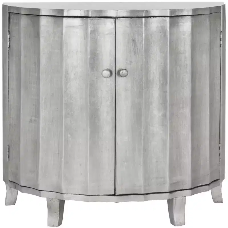 Silver Demilune Cabinet with 2 Doors & 1 Shelf – Fir Wood & MDF, 50 lb Capacity