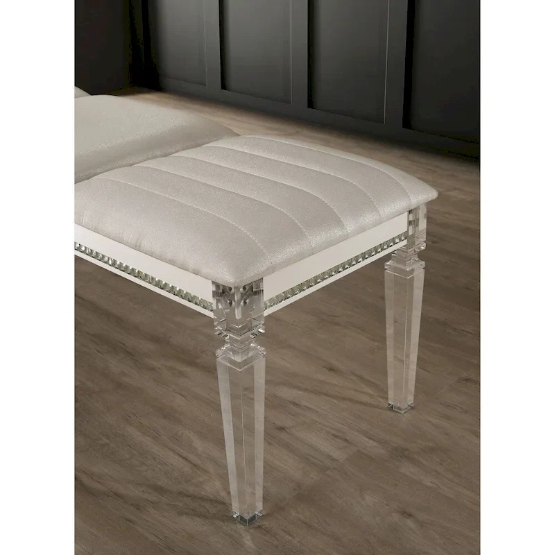 Xian Glam Clear Faux Leather Padded Bedroom Bench