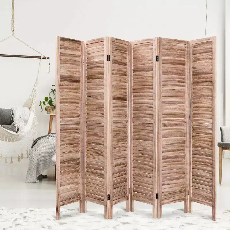 67'' High 6 Panel Room Divider Furniture Classic Venetian Wooden Slat Home