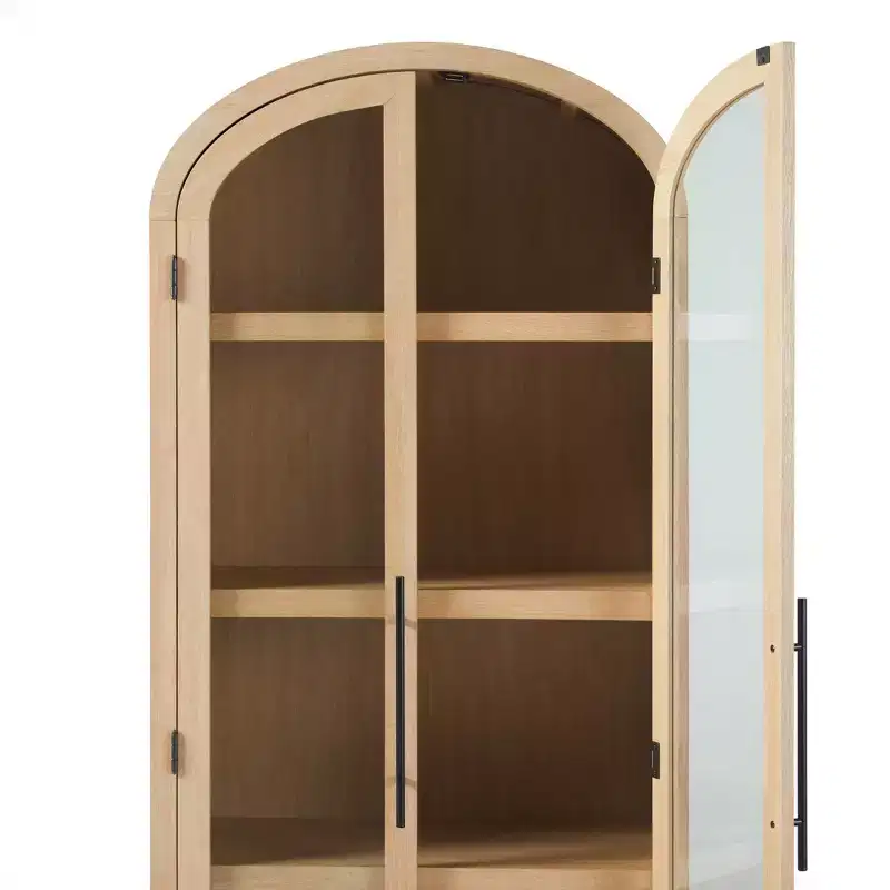 76" 5 Shelf Arched Bookcase Cabinet
