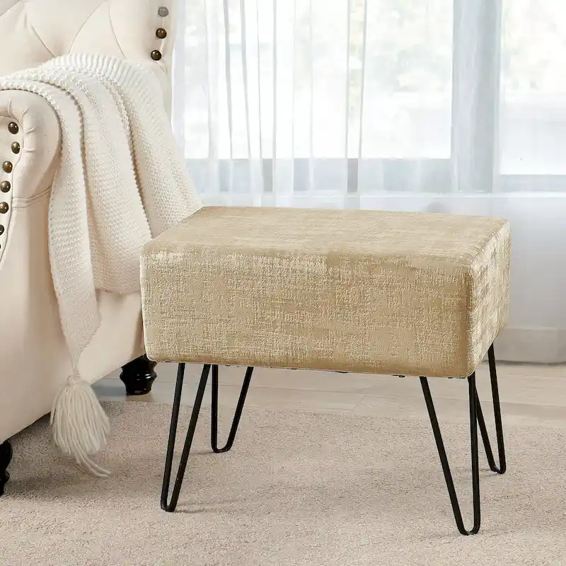Textured Velvet Ottoman