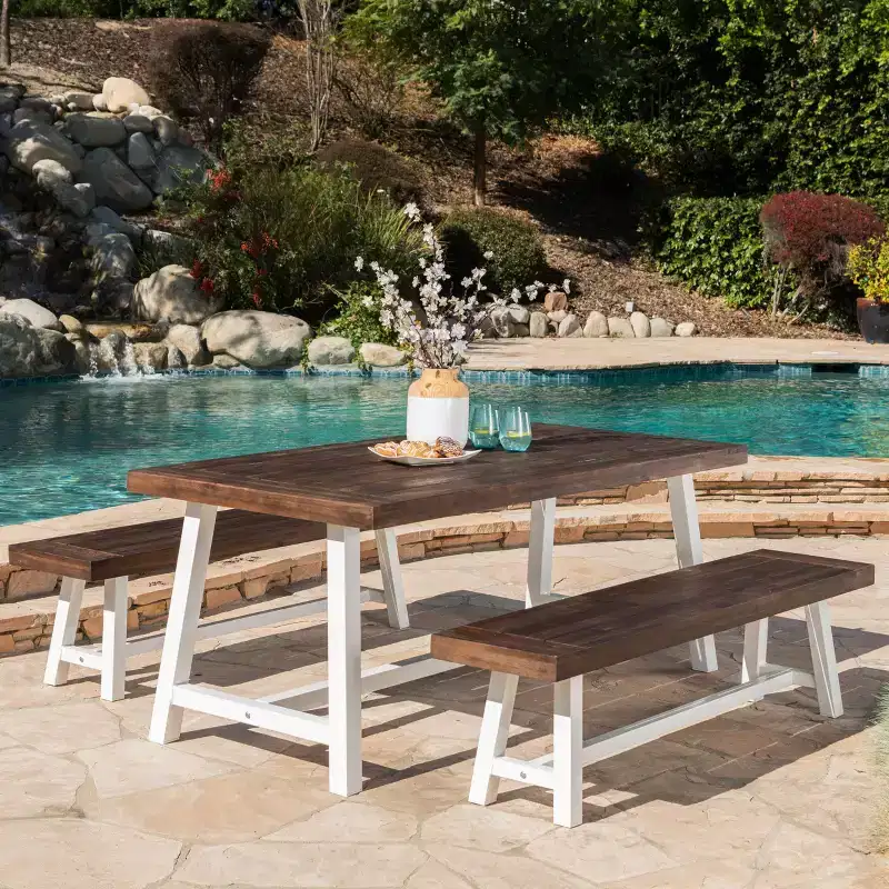 Carlisle 3pc Rustic Wood Patio Dining Set - Christopher Knight Home