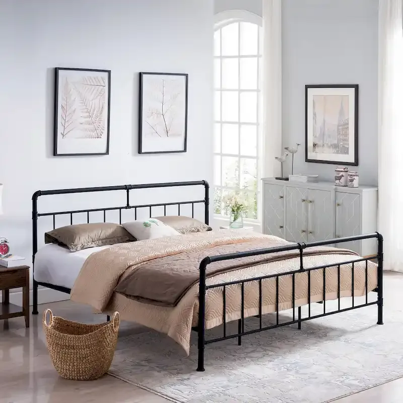 Mowry Industrial King-Size Bed Frame