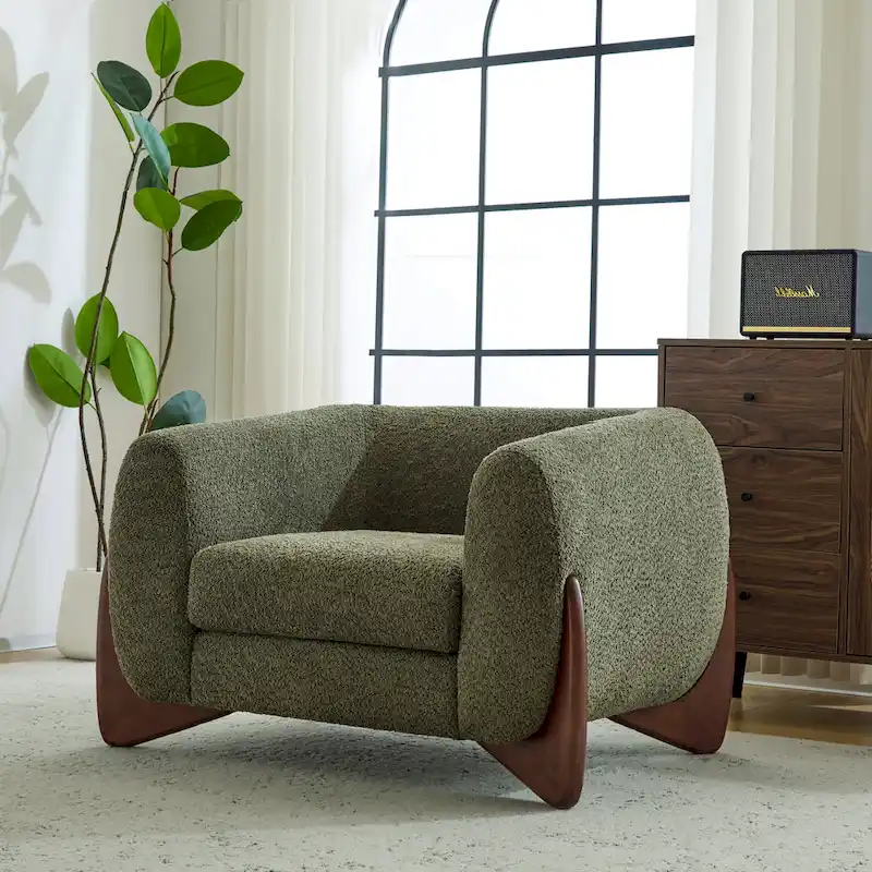 Tina Modern Upholstered Boucle Arm Club Chair by Christopher Knight Home