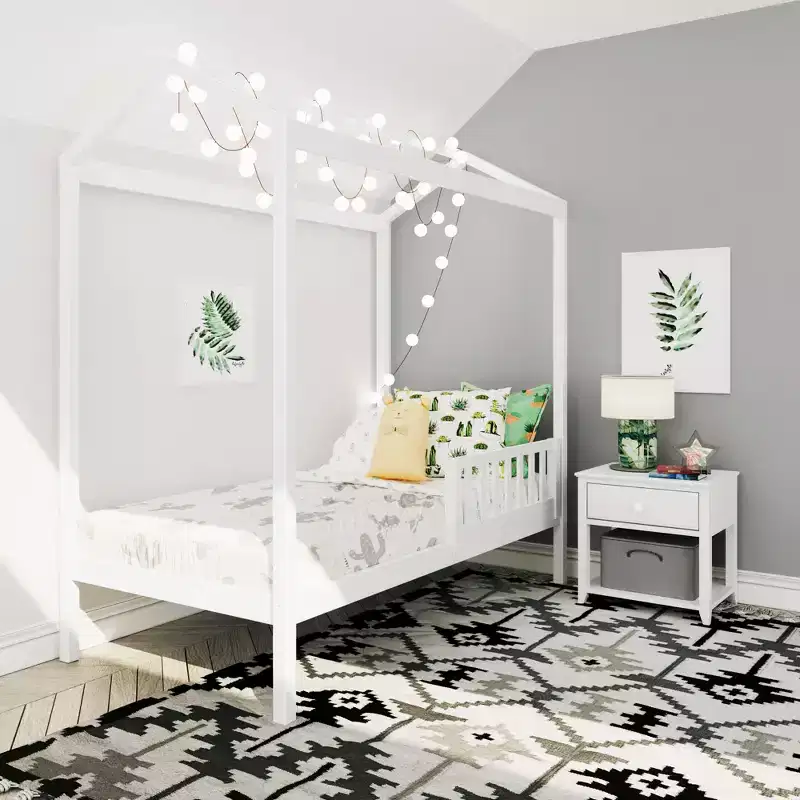 Max & Lily Twin House Bed with Guard Rail
