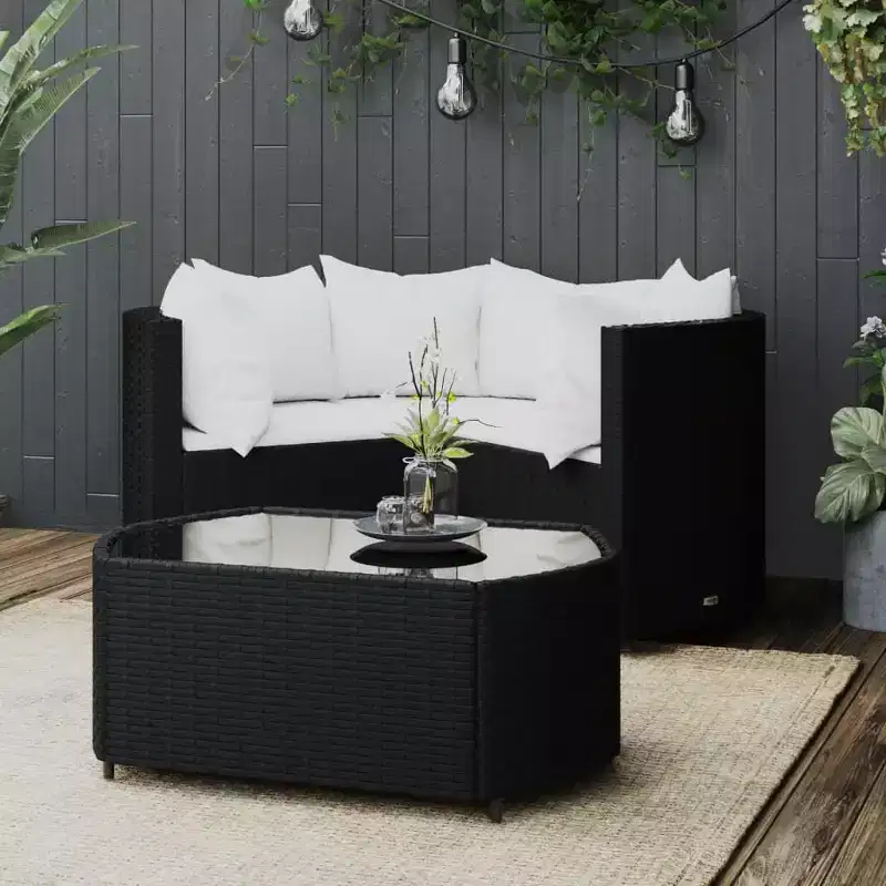 vidaXL Patio Furniture Set Modern Lounge Set with Cushions Poly Rattan