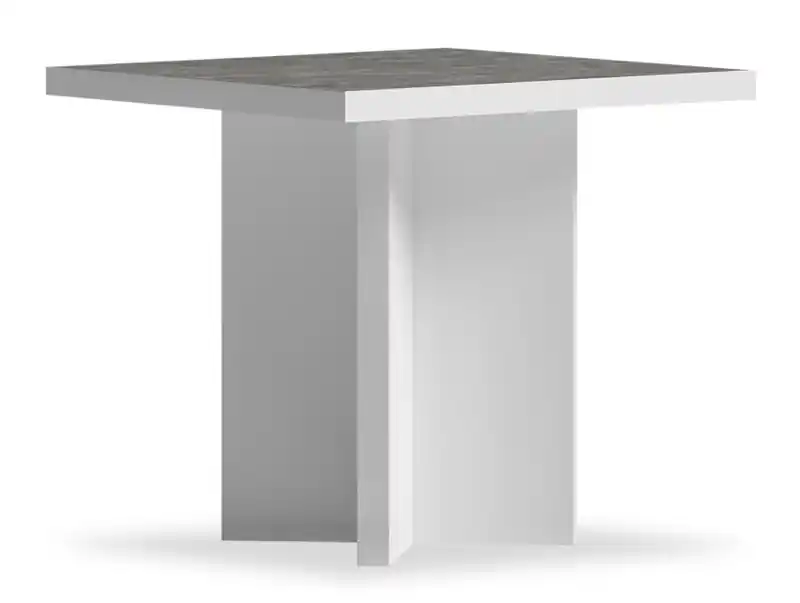 23.6 Modern End Table - White and Grey with Marble Look