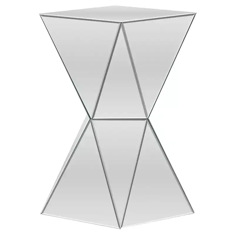 Rebecca Contemporary Multi-Faceted Mirrored Side Table - Baxton Studio