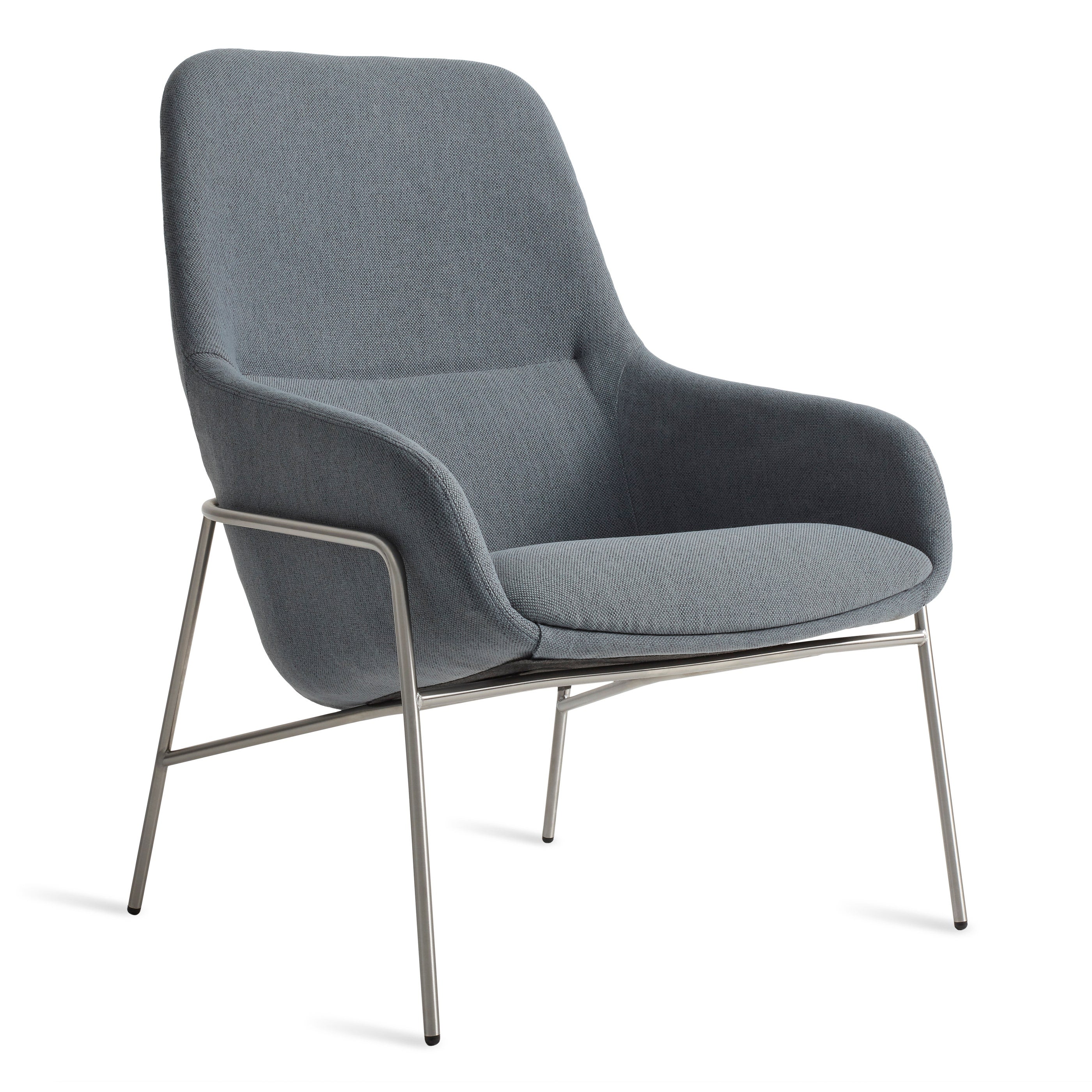 Modern Storm Grey Velvet Lounge Chair with Tucked Seam Back for Living Room