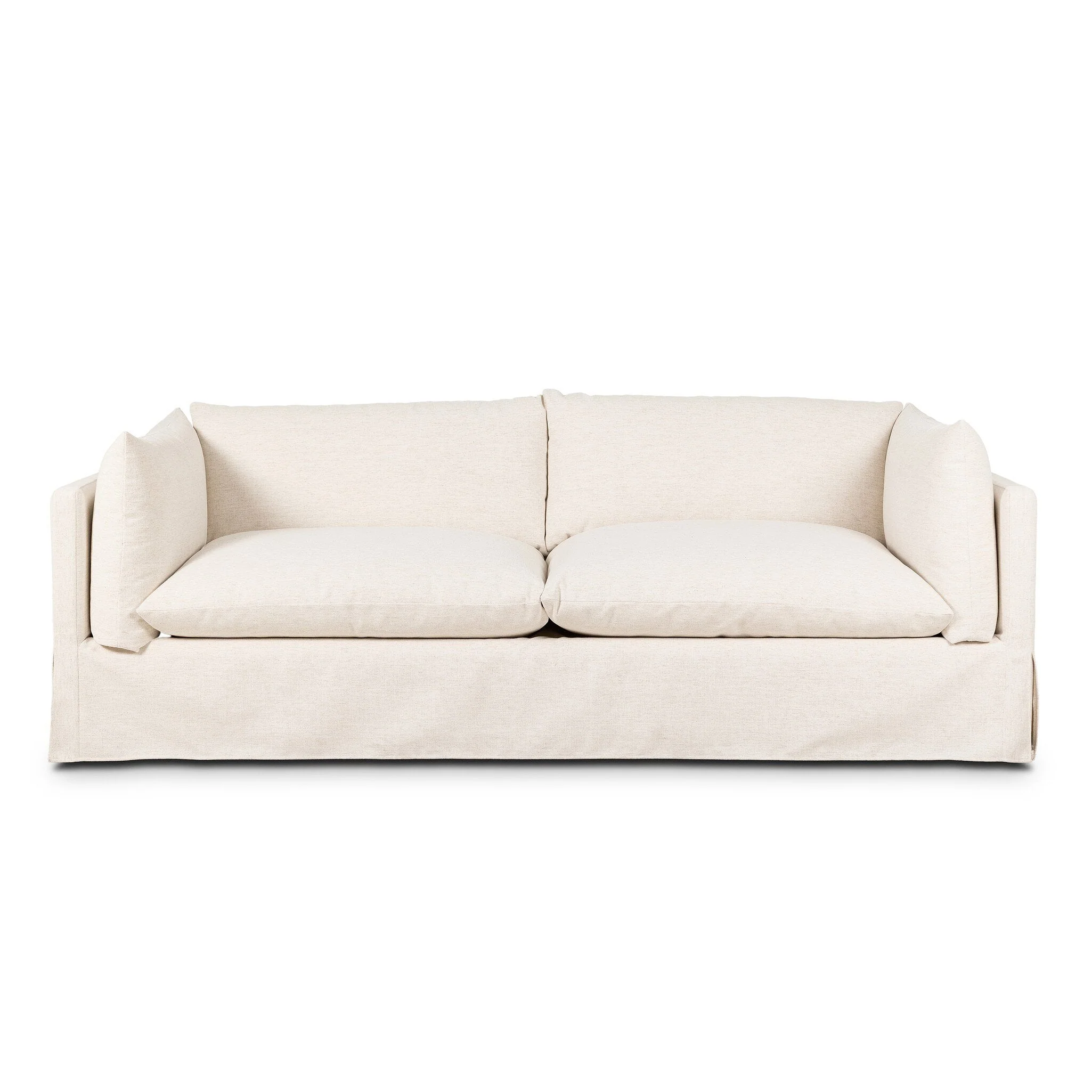 Snow White Performance Fabric Slipcovered Shelter Arm Sofa