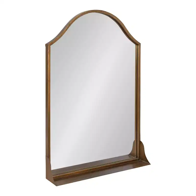 Scalloped Arch Wall Mirror with Display Shelf | Black Iron | 20