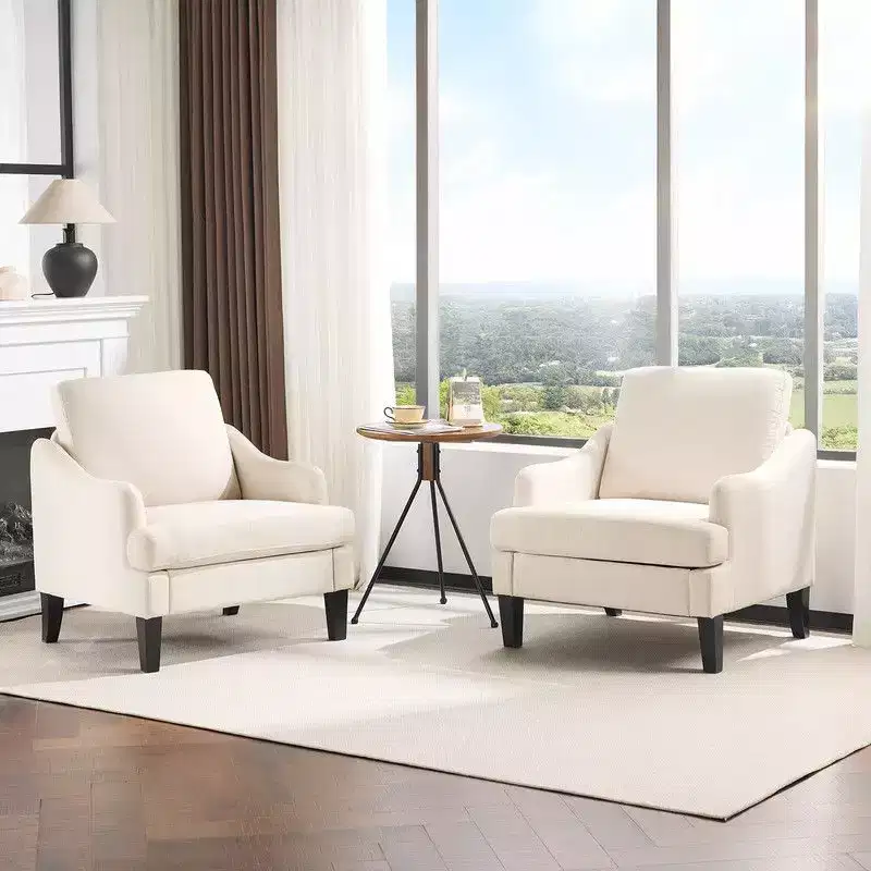 Karl Home 31 inch Linen Sloping Handrail Accent Chair