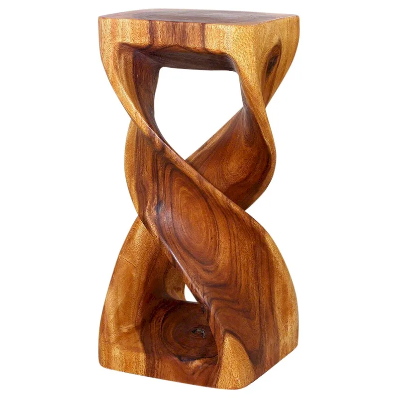 Haussmann Wood Double Twist Stool Table 12 in SQ x 26 in H Oak Oil - 12  x 12  x 26