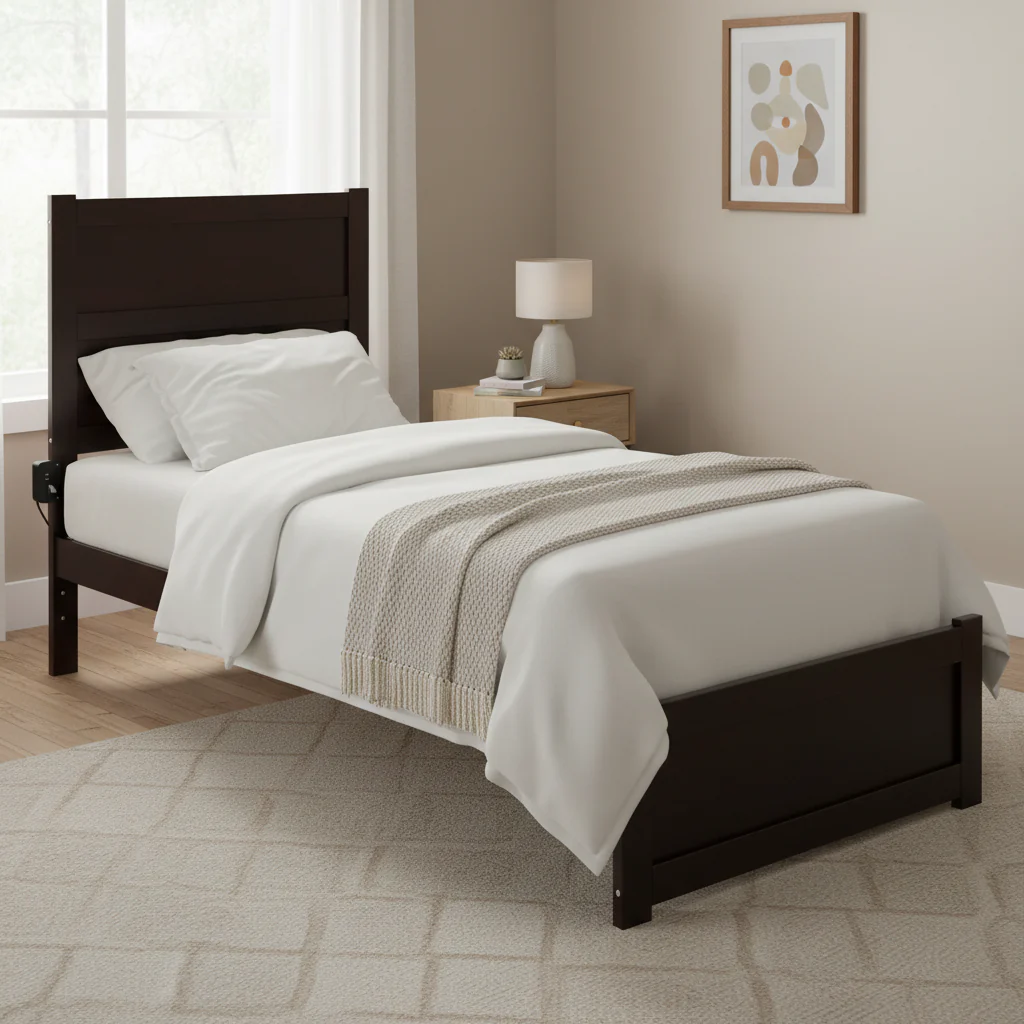 XL Platform Bed with Footboard in Espresso