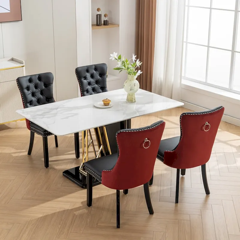 High-end Tufted Upholstered Nailhead Trim Dining Chair, Set of 2