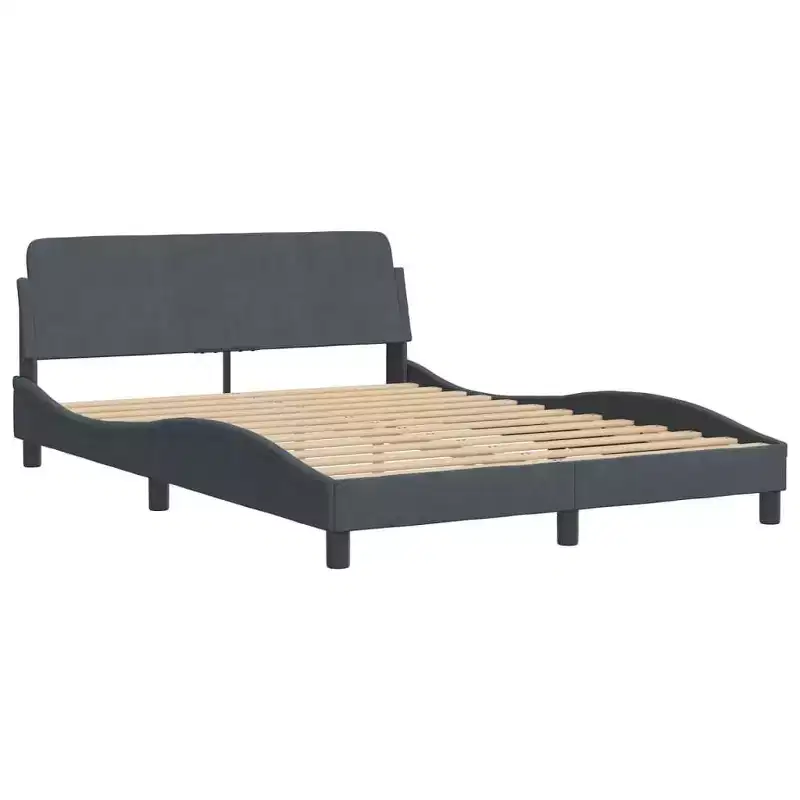 vidaXL Bed Frame with Headboard Platform Foundation Bedroom Furniture Velvet - Dark Gray Full