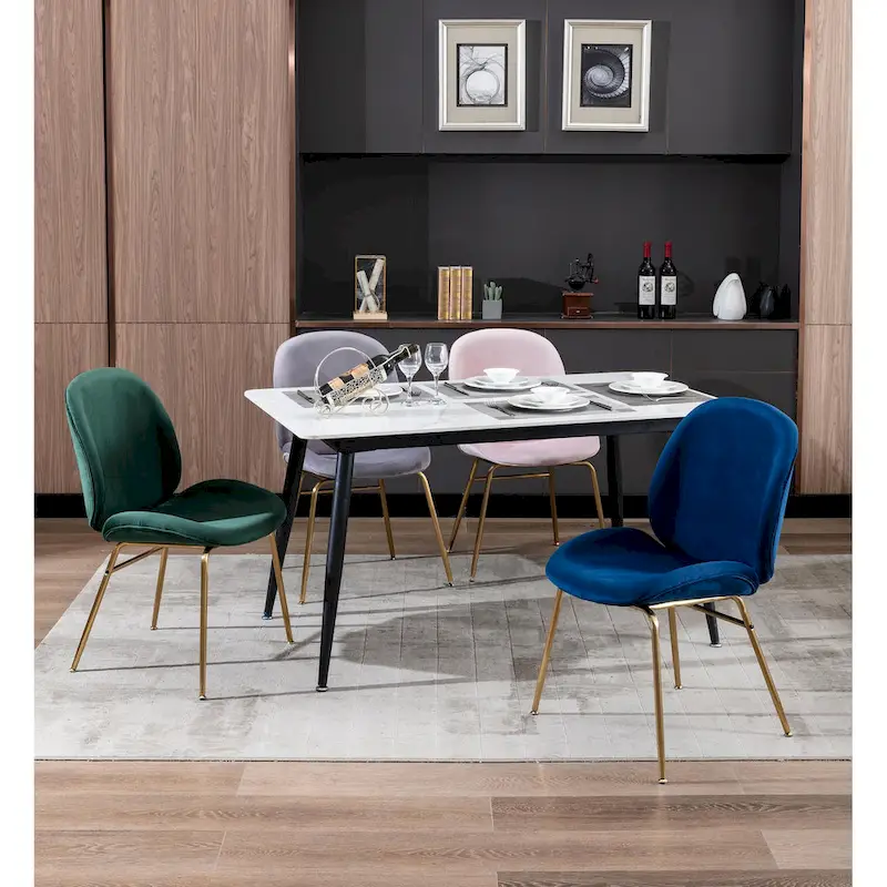 Velvet Dining Chair with Gold Legs
