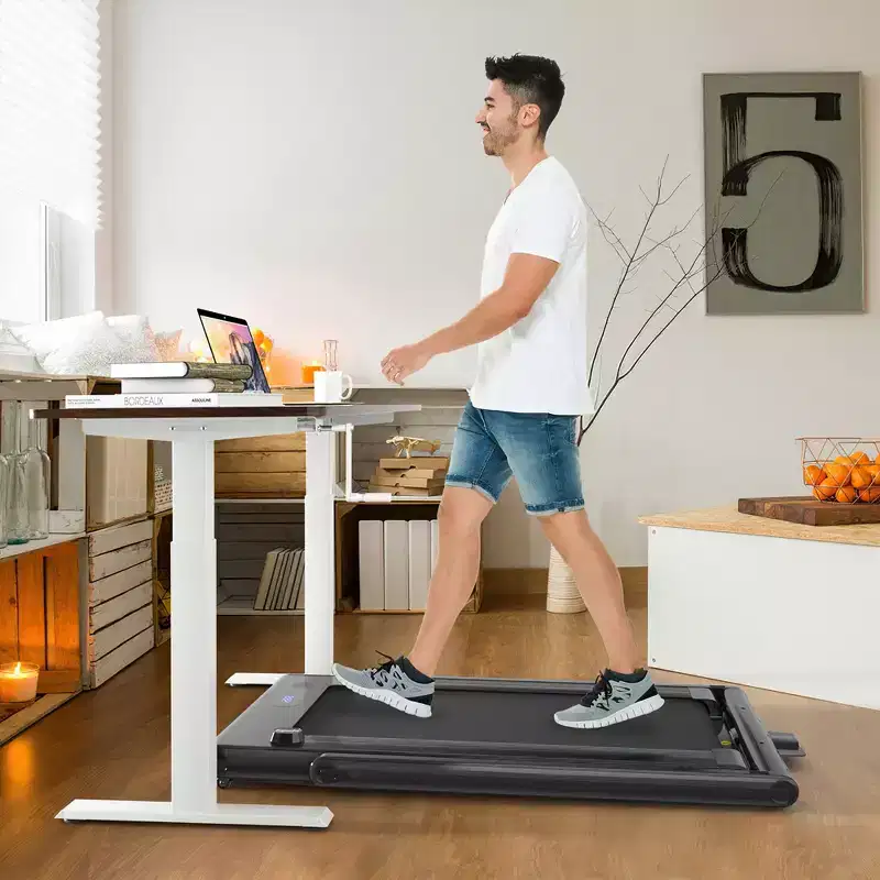 Costway 2-in-1 Folding Treadmill 2.25HP Jogging Machine w/ Dual LED Display Silver\Black\Blue
