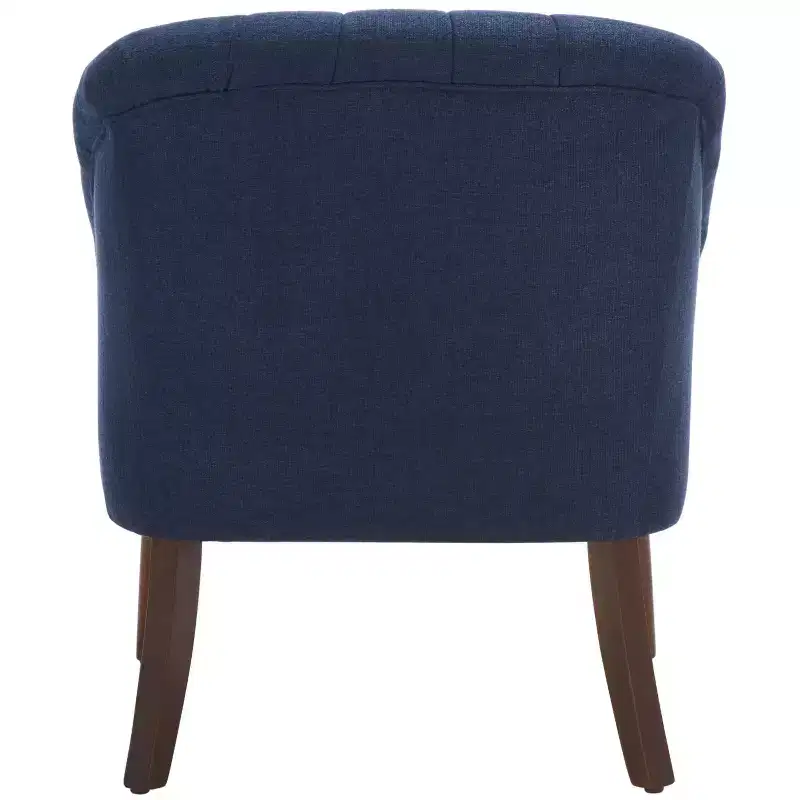 Polyester & Wood Accent Chair — White