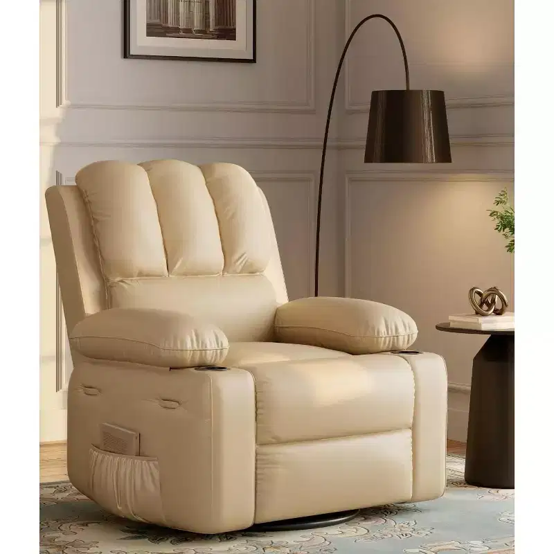 Manual Recliner Chair, PU Leather Reclining Sofa Chair, Modern Comfy Armchair for Bedroom or Living Room, Leather Recliner Chair for Adults