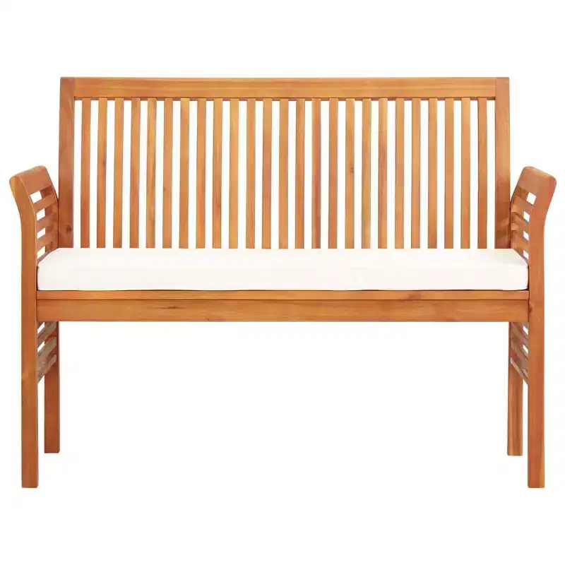 vidaXL Patio Bench with Cushion Outdoor Balcony Furniture Solid Wood Acacia - Cream 47.2