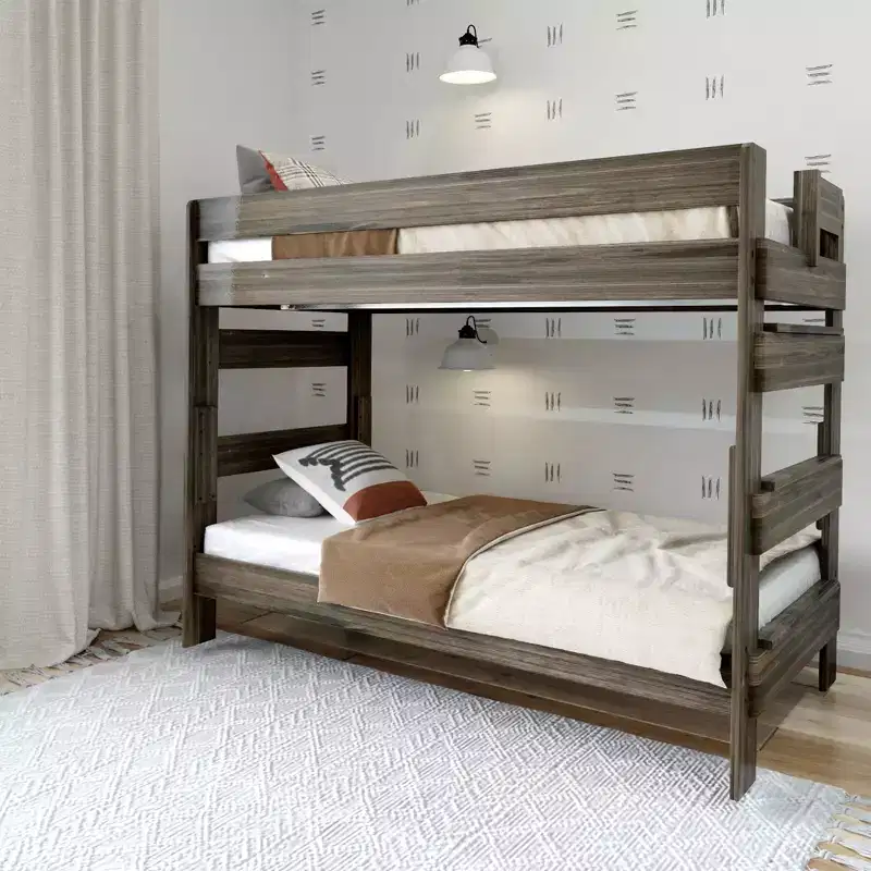 Plank+Beam Solid Wood Farmhouse Twin over Twin Bunk Bed for Adult