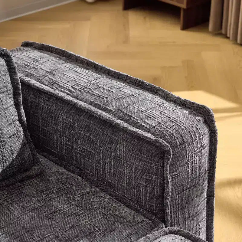 Karl Home |110 in. W Square Arm Chenille 3-Seat L-shaped Boneless Sofa in Gray with Ottoman