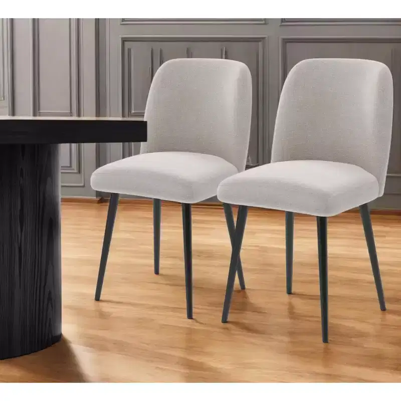 HomeRoots Set of Two Beige And Black Upholstered Fabric Dining Side Chairs
