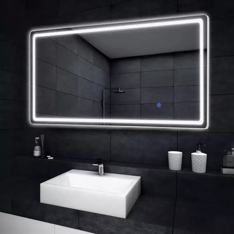 63x16 LED Rectangle Floor Mirror with Stand, HD Full-length Mirror with Aluminum Alloy Frame and 3 Color Temperature, Silver
