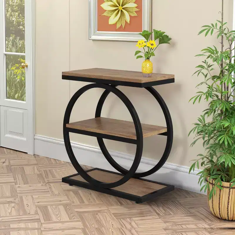 Industrial 3 Tier Sofa Side Table Slim Design Multifunctional Home Use
