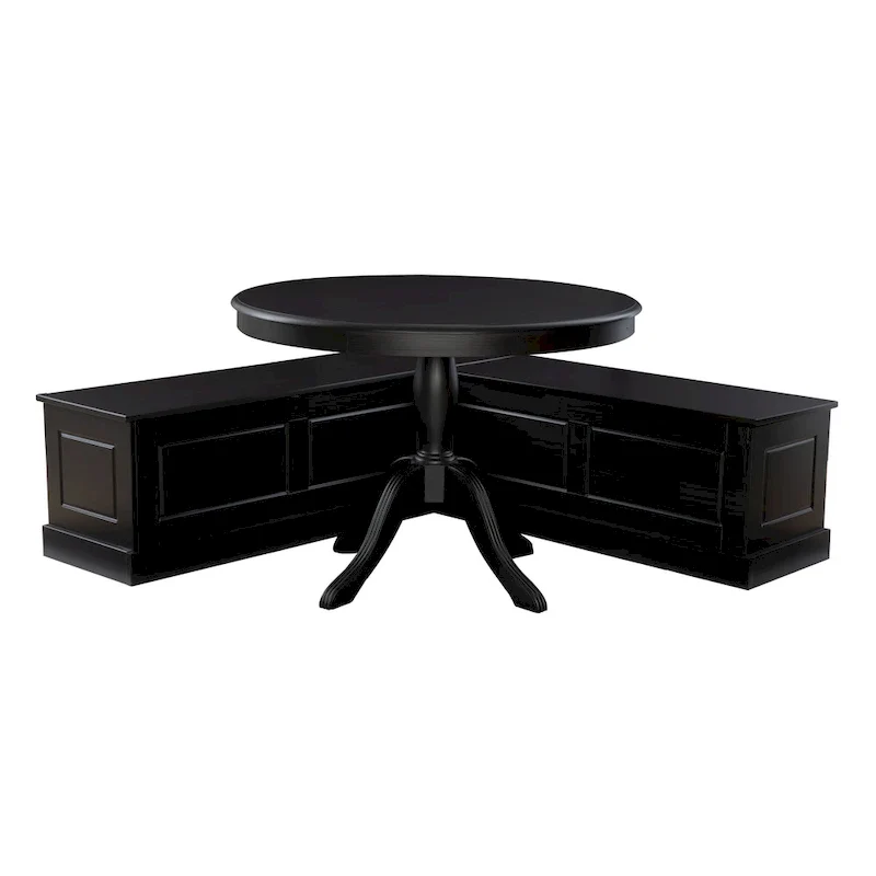 Josie Black Wooden 3-Piece Nook & Table Set