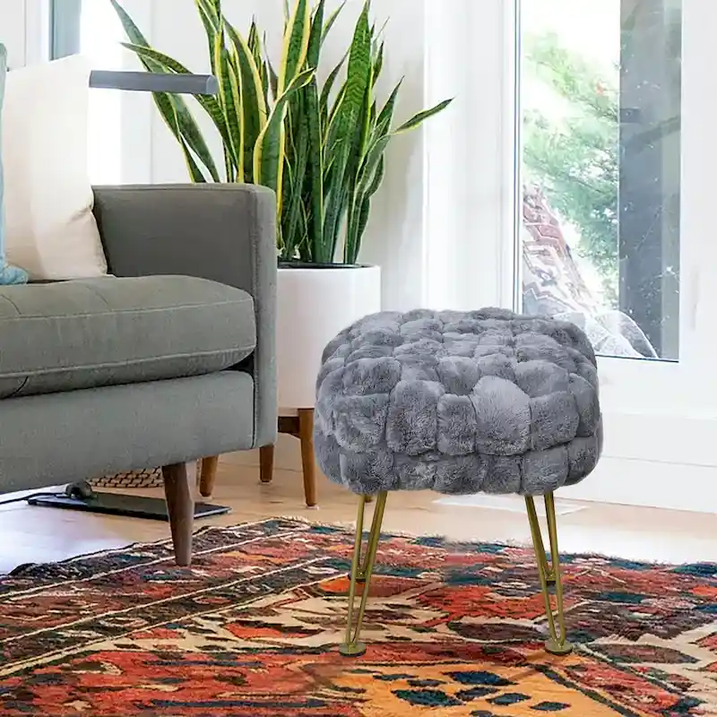 FoxFauxFur Pouf Stool