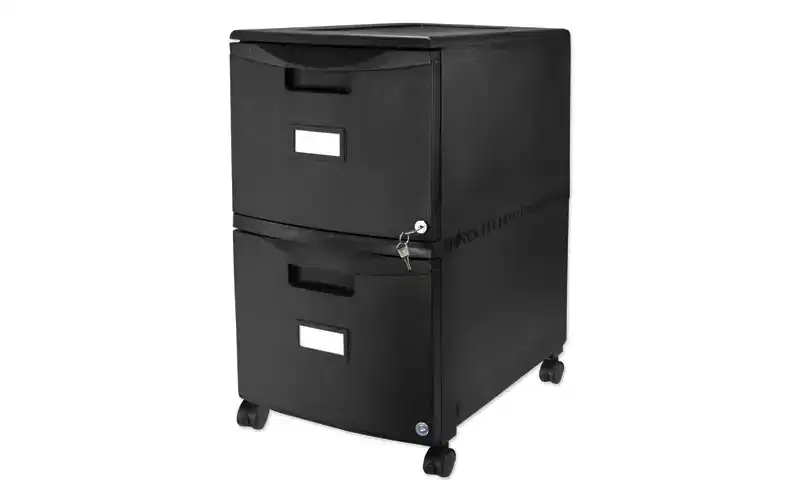 Mobile Filing Cabinet, 2 Legal/Letter-Size File Drawers, Black, 14.75 x 18.25 x 26