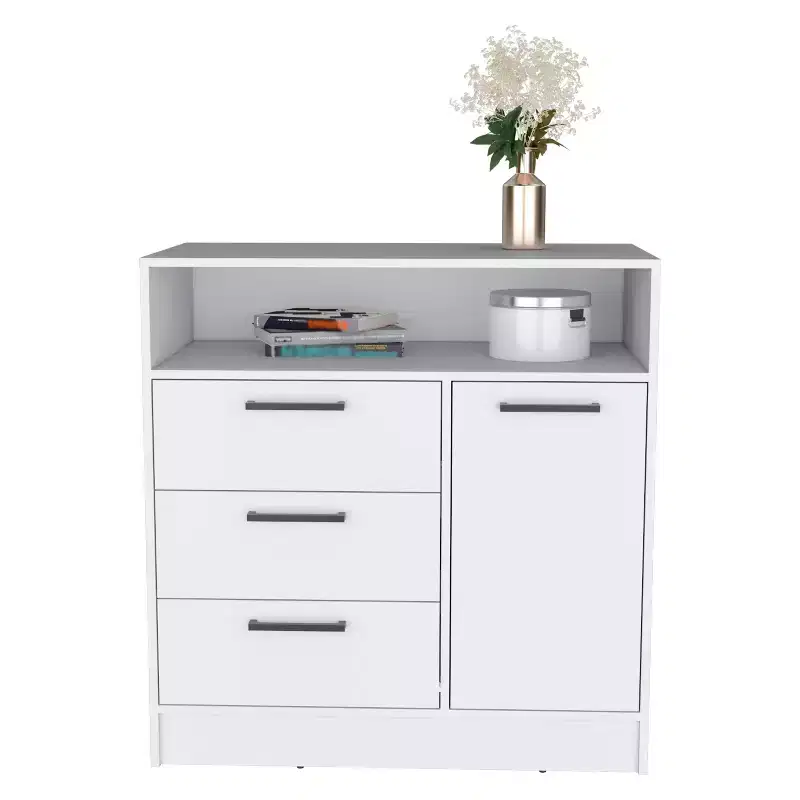 Okak 3-Drawer Dresser with 1 Door-Storage Cabinet&1 Shelf,Spacious Storage Dresser for Living Room,Bedroom,Entryway,White