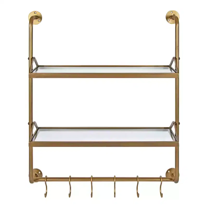 26" x 31" Metal Wall Shelf Gold