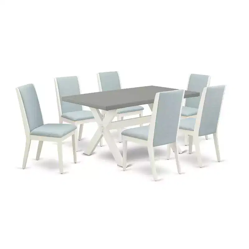 HomeStock 7-Piece Natural Oak Finish Solid Wood Top Dining Table with 6-Chairs