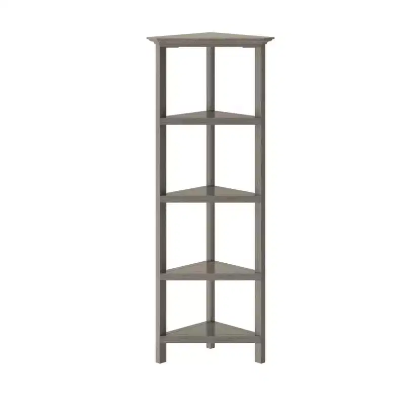 HomeRoots Gray Solid Wood Corner Bookcase