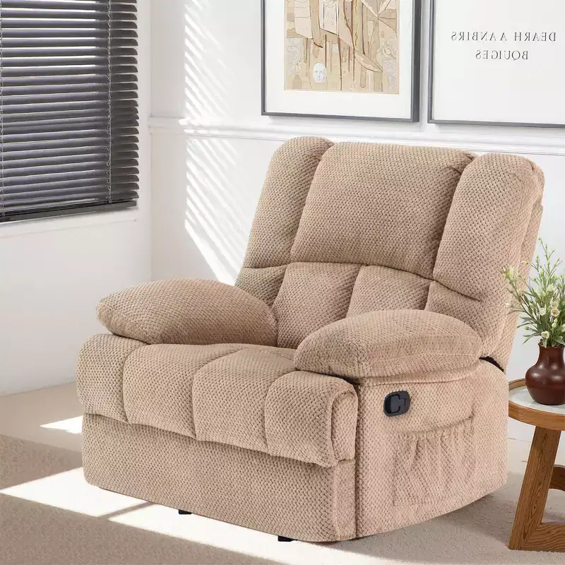 Camel Oversized Rocking Recliner Chair For Adults Living Room