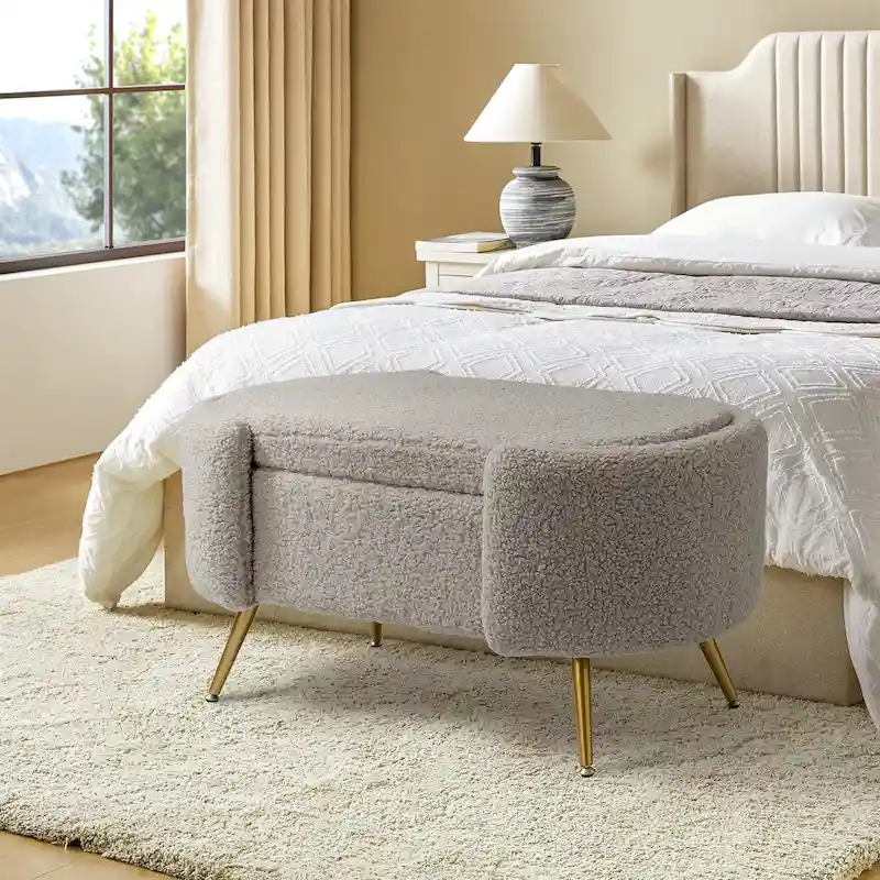 Clara 39.4 Wide Storage Bench with Metal Legs