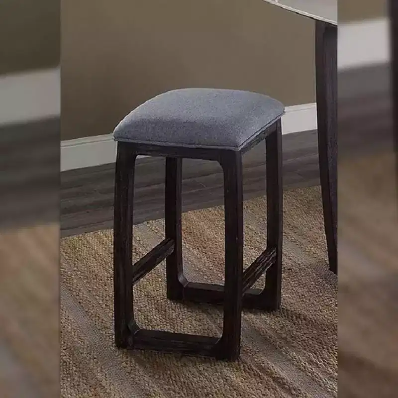 16" Razo Counter Height Barstool Fabric/Weathered Espresso - Acme Furniture: Linen Upholstered, Wood Base
