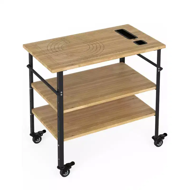 Bamboo Kitchen Storage Cart, 3-Tier Storage Rolling Trolley, Mobile Utility Trolley with Universal Silent Wheels, Suitable for Home Kitchens