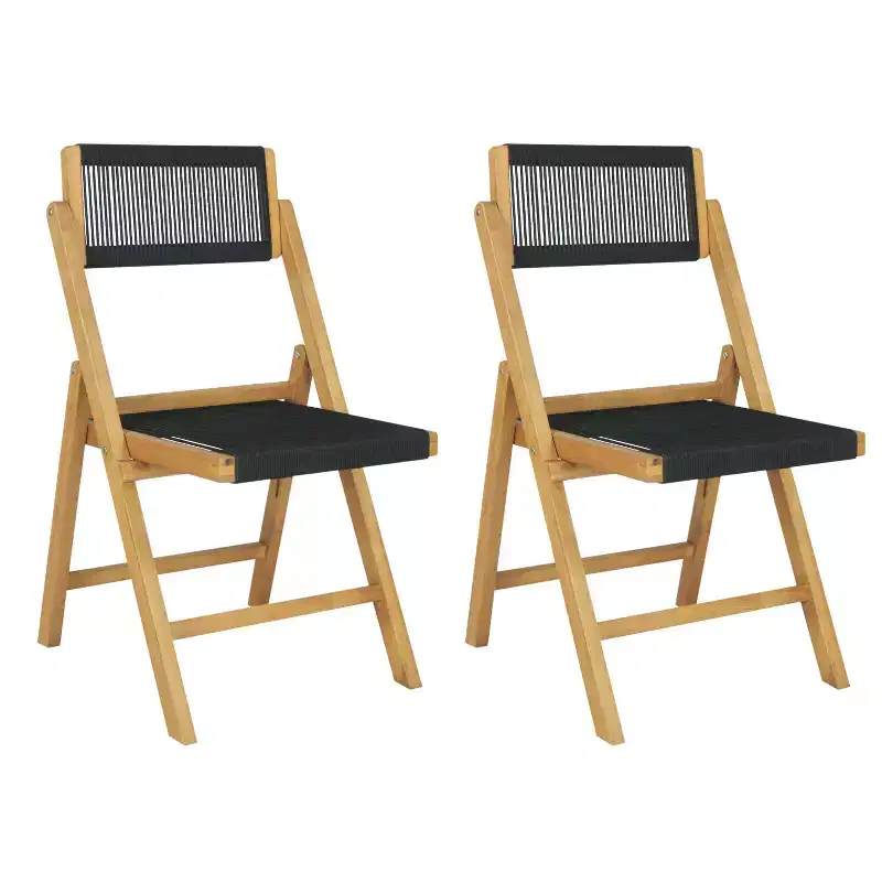 JONATHAN Y Olivier Coastal Modern Wood Roped Folding Chair with Adjustable Back