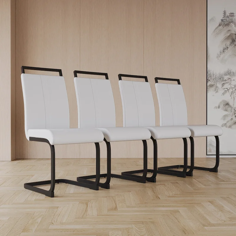 High Back Upholstered Side Chair with C-shaped Tube