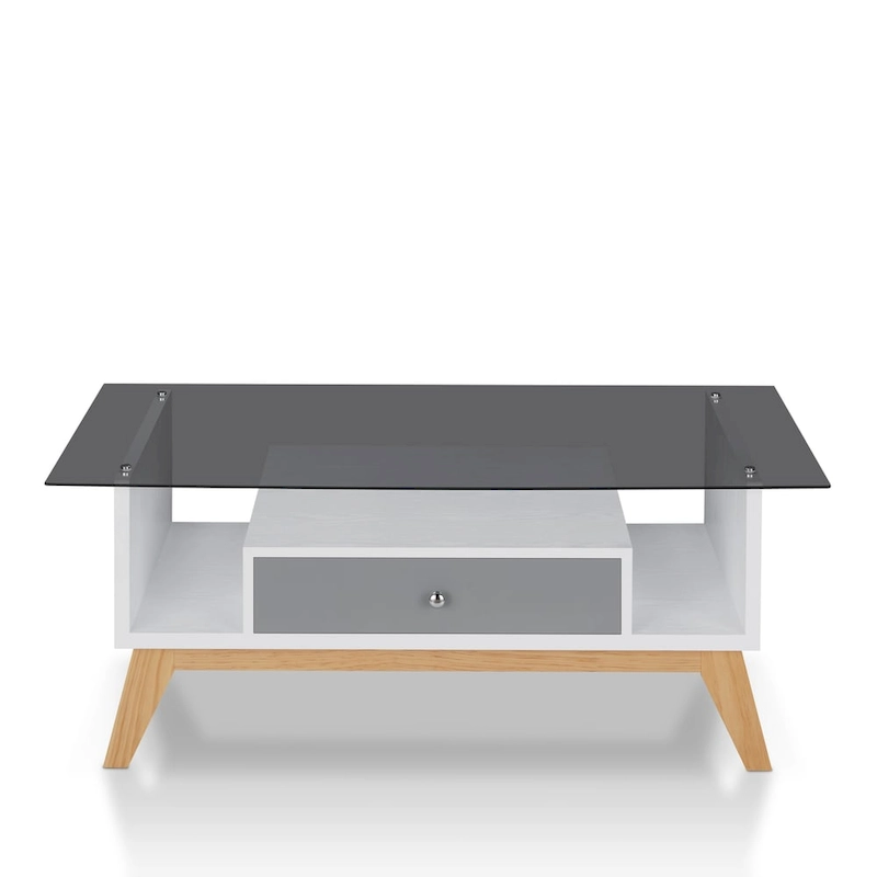 Tevi Modern 47-inch Glass Top 1-Shelf Coffee Table by Furniture of America