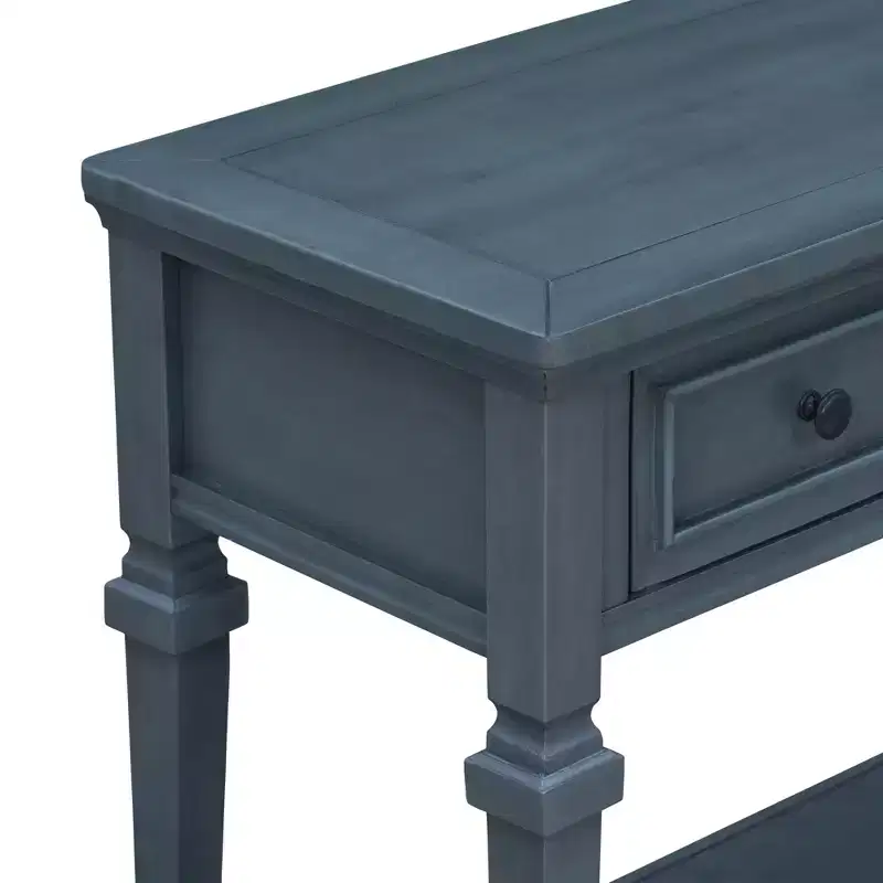 Whisen Classic Retro Style Console Table with 3-Top Drawers and Open Shelf