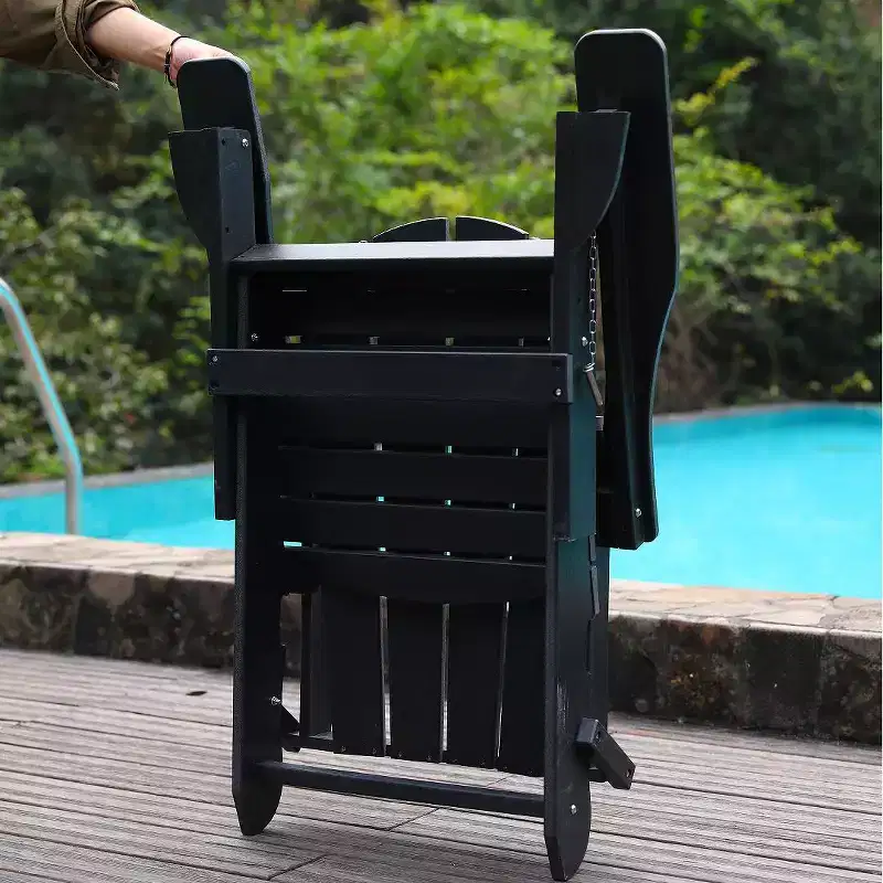 HDPE All-Weather Adirondack Folding Chair with Dual Cup Holders, Weight Capacity 380 lbs, Low Maintenance for Backyard or Camping